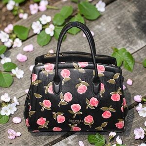 Kate Spade New York Knott Ditsy Rose Medium Embossed Leather Satchel - EUC